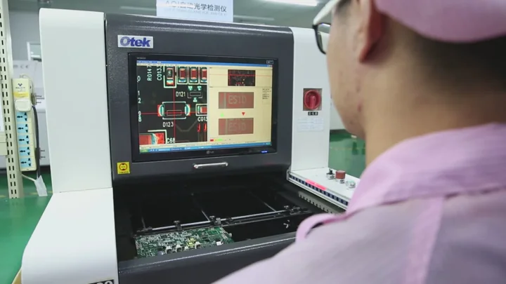 AOI station: optical inspection supports review of assembled boards. Shijiazhuang PCBA factory